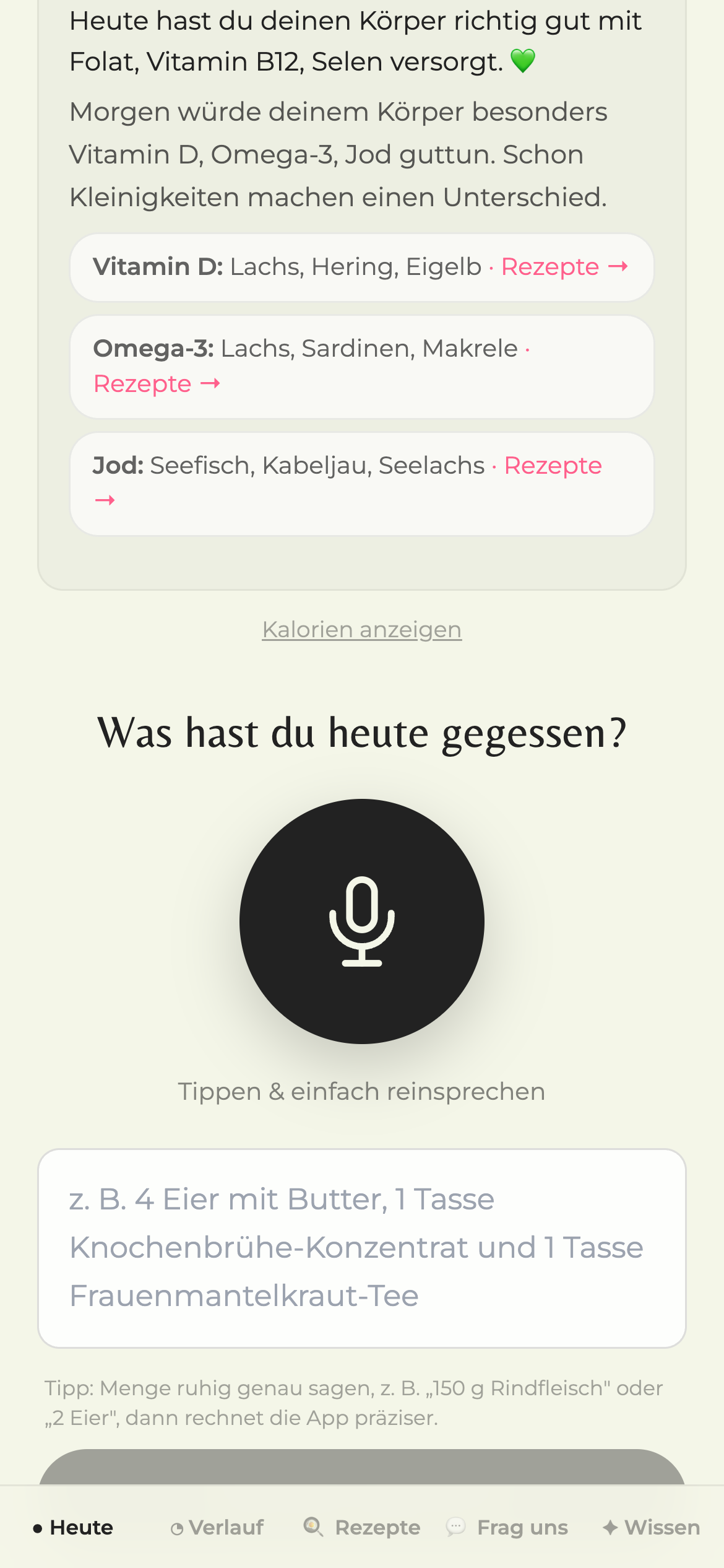 Genährt App: dein Coach mit Tagesfazit